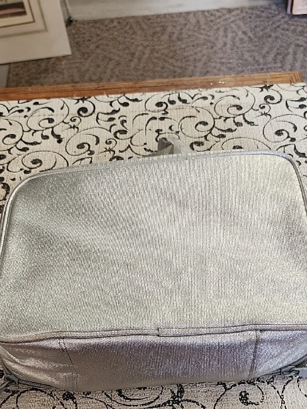 STATE Silver Insulated Lunch Bag with Textured Metallic Finish